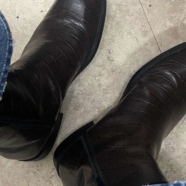 [BUNJANG] Square Toe Chelsea Boots Genuine Leather / 스퀘어 첼시부츠 소가죽