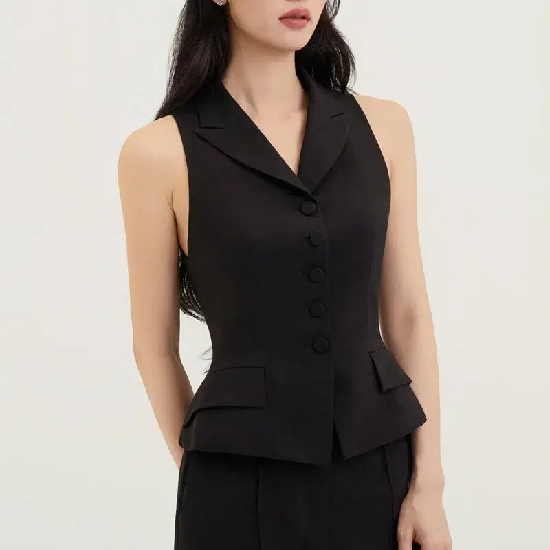 [BUNJANG] Avouavou Taylor Flare Vest Black / 아보아보(avouavou) 테일러 플레어 베스트 블랙