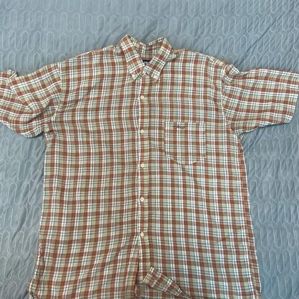 [BUNJANG] Stussy 90s Orange Check Half Sleeve Shirt / [L] 90s 스투시 하프 슬리브 셔츠 오렌지 체크