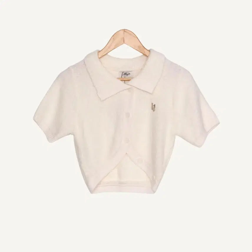 [BUNJANG] ILLIGO Button Crop Knit Ivory (New) / ILLIGO 일리고 버튼 크롭 니트 아이보리 (새상품)_A355
