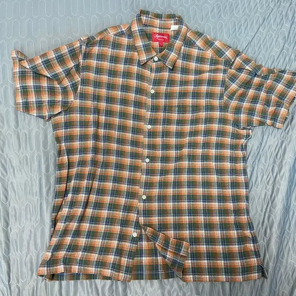 [BUNJANG] Supreme 22SS Plaid Half Shirt Orange / [L] 22SS 슈프림 플레이드 하프 셔츠 오렌지