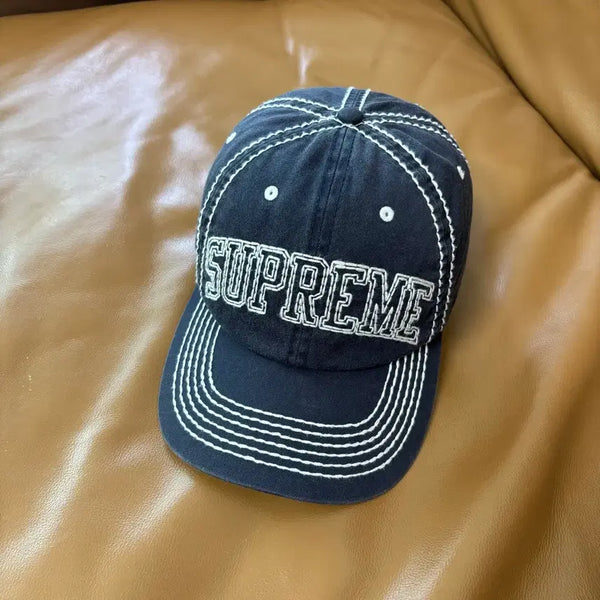 [BUNJANG] Supreme Stitch Washed 6-Panel Cap Navy / 슈프림 6패널 볼캡 모자 스티치 워시드 네이비