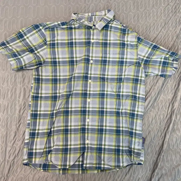 [BUNJANG] Patagonia Organic Cotton Check Half Shirt Blue / [L] 파타고니아 오가닉 코튼 체크 하프 셔츠 블루