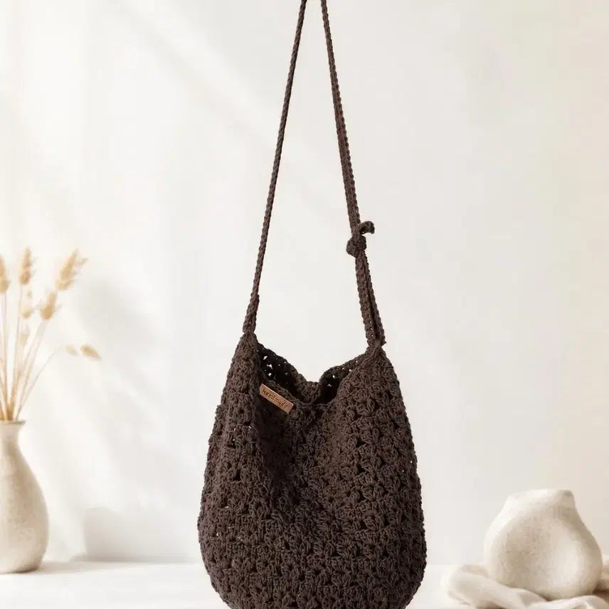 [BUNJANG] Handmade Heart Pattern Knit Shoulder Bag / 핸드메이드 하트무늬 뜨개 가방