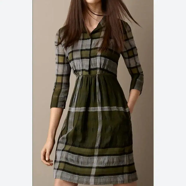 [BUNJANG] Burberry Deep Green Check Dress / 여) 버버리 딥그린 체크 원피스