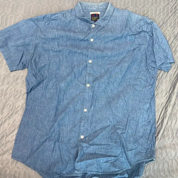 [BUNJANG] Bruna Boynton Chambray Half Shirt Blue / [3][L][100-105] 브루나보인 샴브레이 하프셔츠 블루