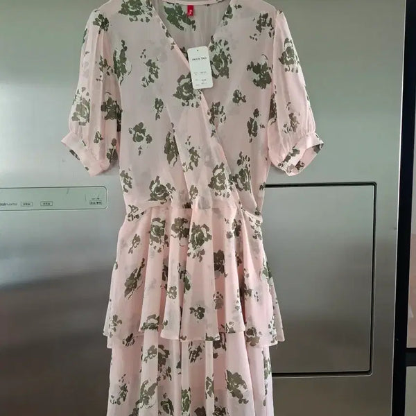 [BUNJANG] Floral Ruffle Mini Dress / 여성 원피스 연분홍색 꽃무늬 캉캉 원피스