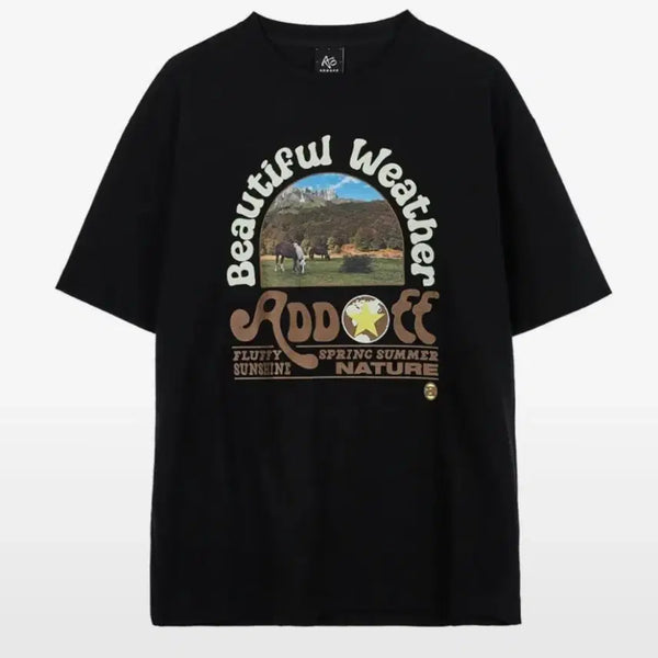 [BUNJANG] ADD OFF Black Short Sleeve T-Shirt / 무신사 애드오프 블랙 반팔 티셔츠