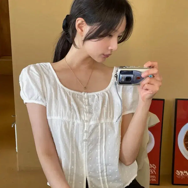[BUNJANG] TUDMENT Polka Dot Puff Blouse - Small / (새상품)튜드먼트 폴카 도트 퍼프 블라우스 S