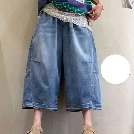 [BUNJANG] Vintage Wide Balloon Denim Pants Unisex Free Size / [새상품] 빈티지 와이드 데님 팬츠 벌룬 청바지 (남녀공용/프리사이즈)