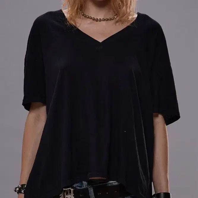 [BUNJANG] R13 Cashmere Blend V-Neck Loose T-Shirt (XS) / R13 캐시미어 브이넥 루즈 티셔츠 (XS)