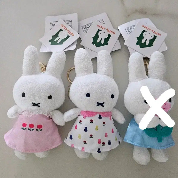 [BUNJANG] Miffy Doll Keychain (Pink Floral Dress) / (새상품/개단가) 원피스 입는 미피 인형 키링