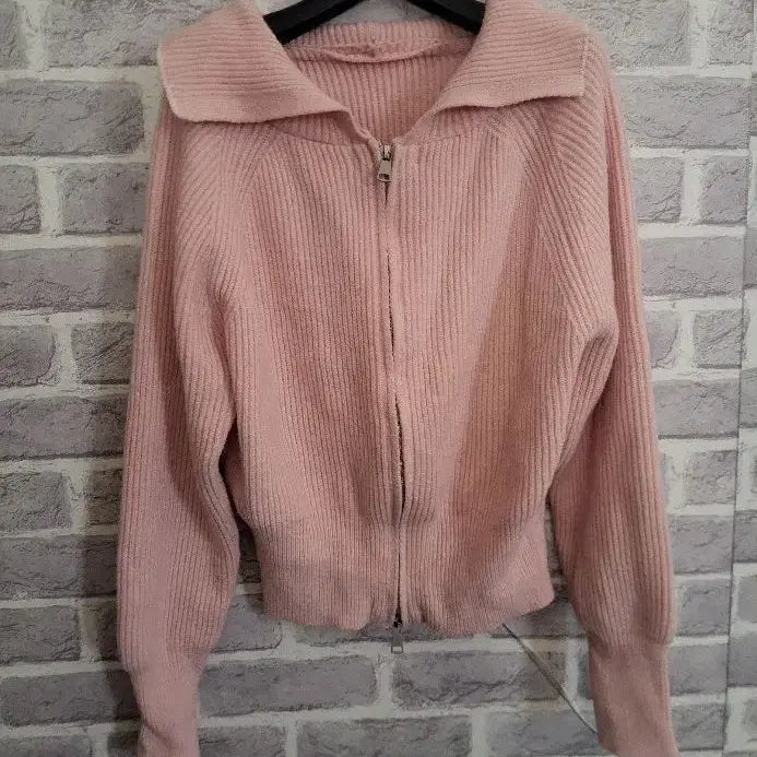 [BUNJANG] Zip-Up Knit Cardigan - Light Pink / 연핑크 집업 니트 가디건/알뜰한여우