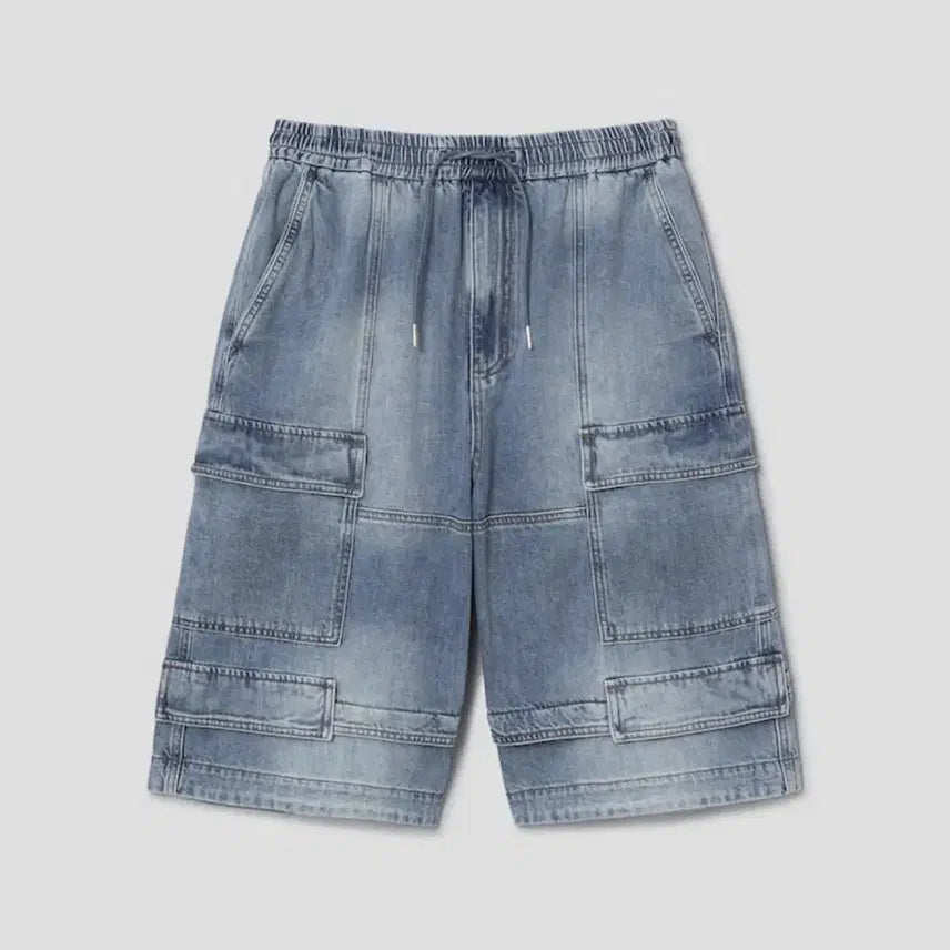 [BUNJANG] 26SS Denim Multi Cargo Shorts - Blue, Size 44 / 새상품)26SS 데님 멀티 카고 쇼츠 - 블루 44사이즈 팝니다