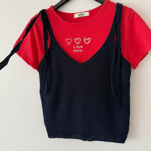 [BUNJANG] Knit Ribbon Bustier Vest Camisole - Free Size / 새제품  니트 리본 뷔스티에 조끼 나시  프리사이즈