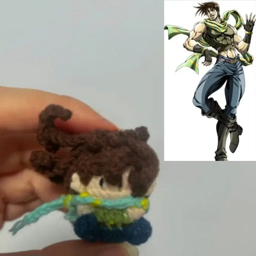 [BUNJANG] JoJo's Bizarre Adventure Joseph Joestar Handmade Knitted Keychain / #애니#만화#죠죠의 기묘한 모험# 죠셉 죠스타# 손뜨개키링