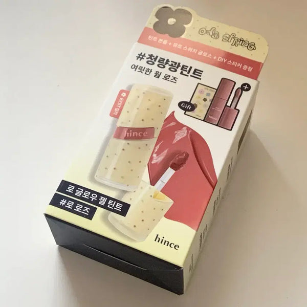 [BUNJANG] hince Mood Setting Gloss Set / 힌스 로 글로우 젤 틴트 로 로즈 + 뮤트 스위치 글로스 + 스티커