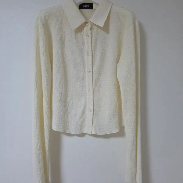 [BUNJANG] CIDER Yoona Ivory Cropped Shirt - Size L / 샵 CIDER 윤아 크롭 셔츠 L