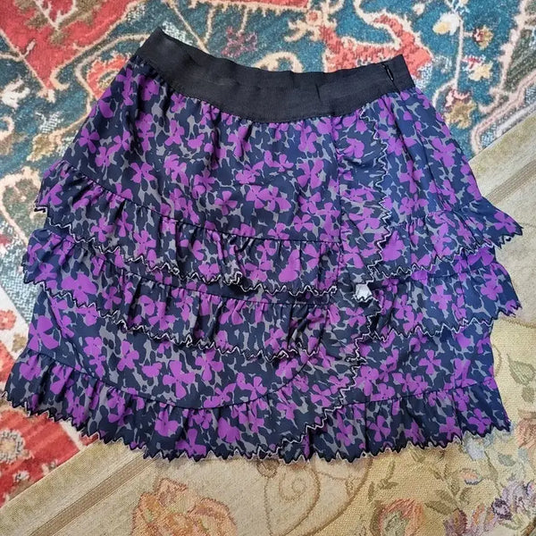 [BUNJANG] Lucky Chouette Flower Pattern Ruffle Skirt / 럭키슈에뜨 플라워 패턴 프릴 스커트