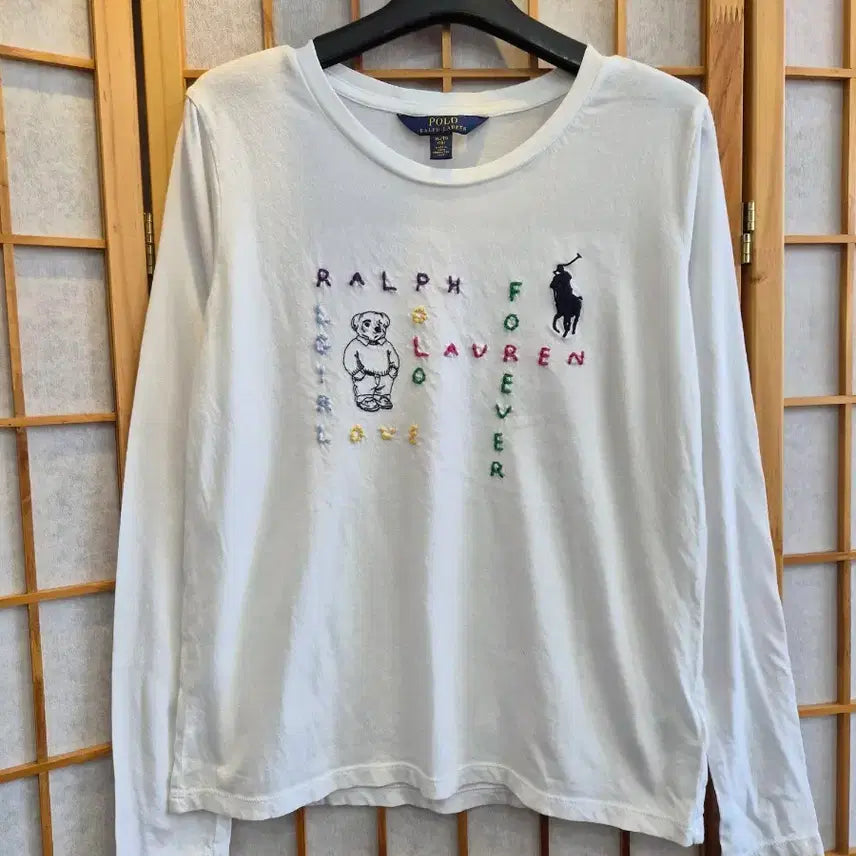 [BUNJANG] Polo Ralph Lauren White Cotton Long Sleeve T-Shirt (Junior Size 55) / 폴로 랄프로렌 화이트 면티 55입으심