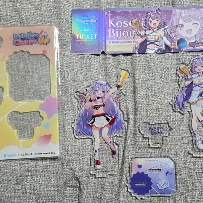 [BUNJANG] Hololive EN Koseki Bijou Cheer Up Acrylic Stand & Ticket Set / 홀로라이브 en 코세키 비쥬 bijou 치어업 cheer up 굿즈