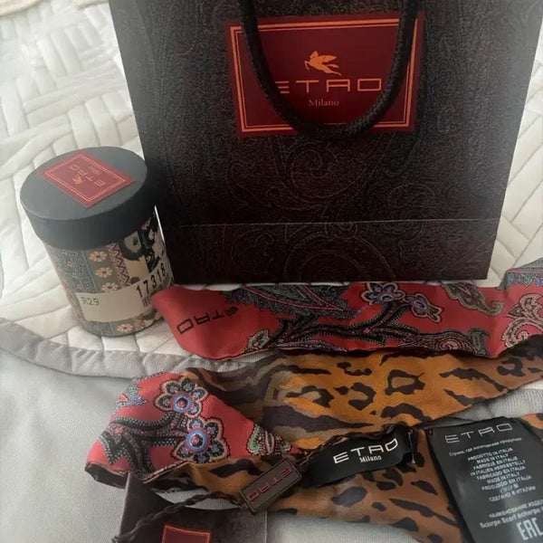 [BUNJANG] Etro Silk Scarf Leopard Paisley Pattern / 에트로 실크 스카프 레오파드 페이즐리 패턴