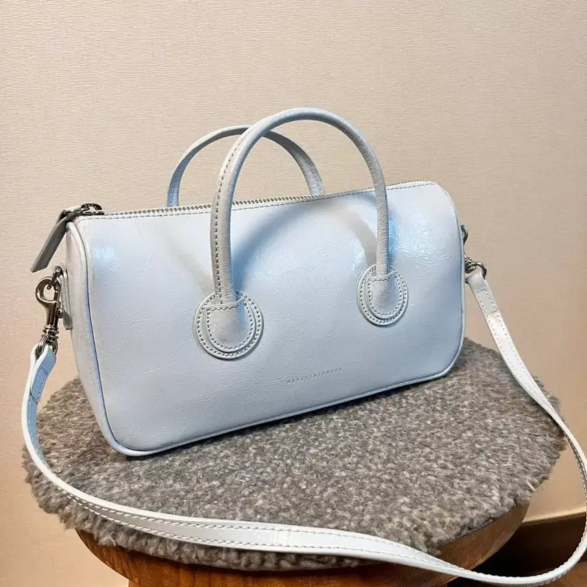 [BUNJANG] Muzigae Mansion Small Boston Bag Sky Blue / 마지셔우드 스몰 보스턴백