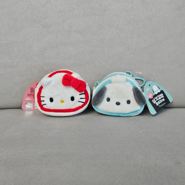 [BUNJANG] Sanrio Pocket Onigiri Pouch Keychain Set (Hello Kitty, Pochacco) / 산리오 포켓 삼각김밥 파우치 키링 세트(헬로키티, 포차코)