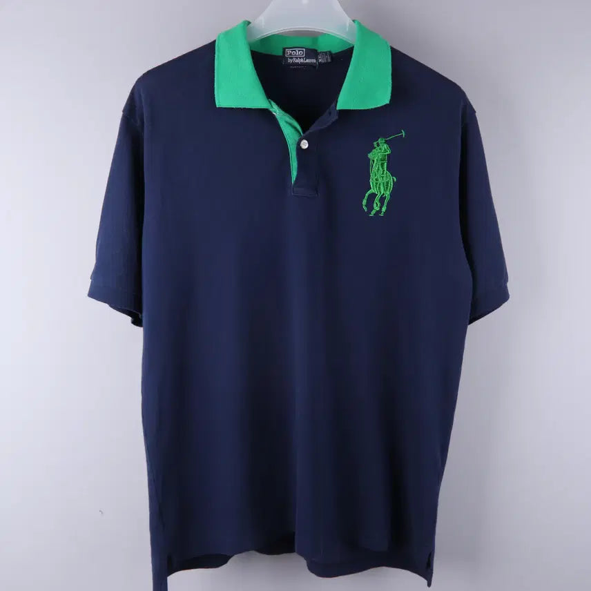 [BUNJANG] Polo Ralph Lauren Big Pony Colorblock Pique Polo Shirt Navy 2XL / 폴로 랄프로렌 빅포니 배색 피케 카라 반팔 네이비 (105)