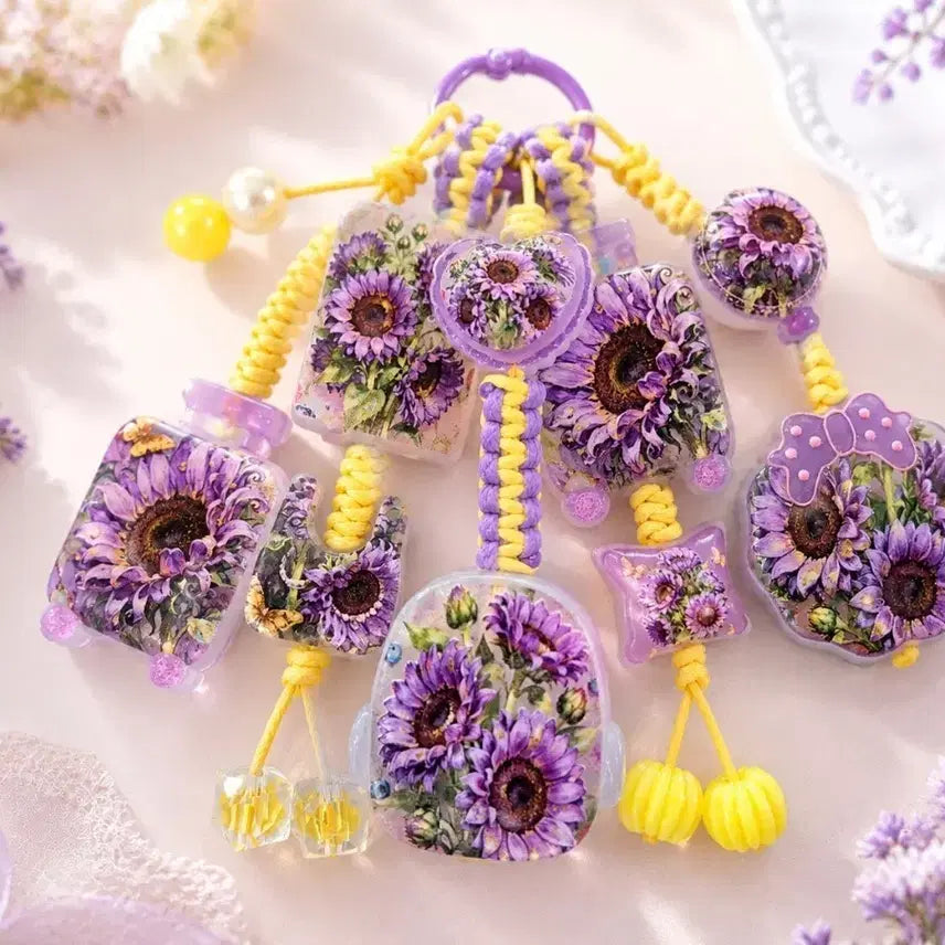 [BUNJANG] Purple Sunflower Knot Beaded Keychain (Glow-in-the-dark) / 보라해바라기 매듭 비즈키링 (야광!!)
