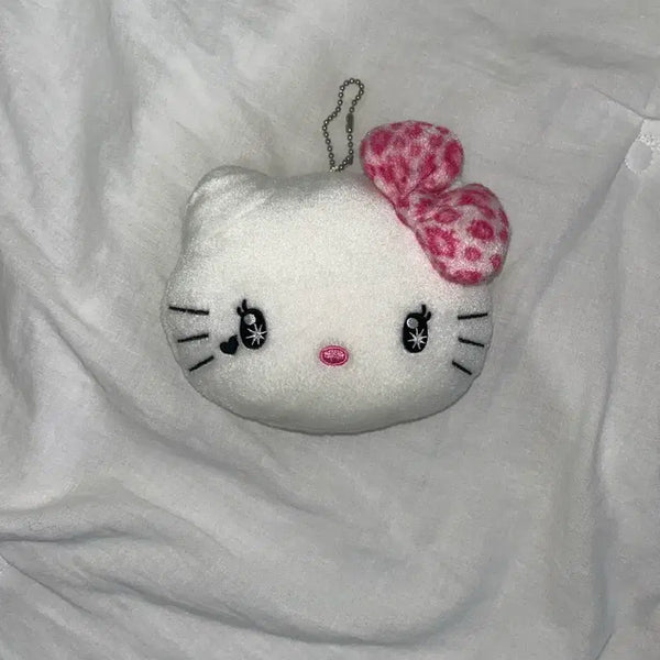 [BUNJANG] Hello Kitty Pink Leopard Print Plush Keychain / 2011 헬로키티 핑크 호피 레오파드 인형 키링 키체인 갸루st