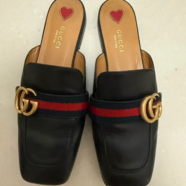 [BUNJANG] Gucci GG Logo Leather Horsebit Mules / 구찌 뮬 235