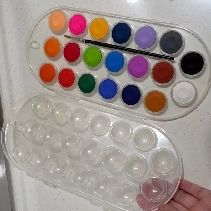 [BUNJANG] 20 Color Solid Watercolor Paint Set with Brush and Palette / 고체 물감 20색 + 붓 + 팔레트 세트