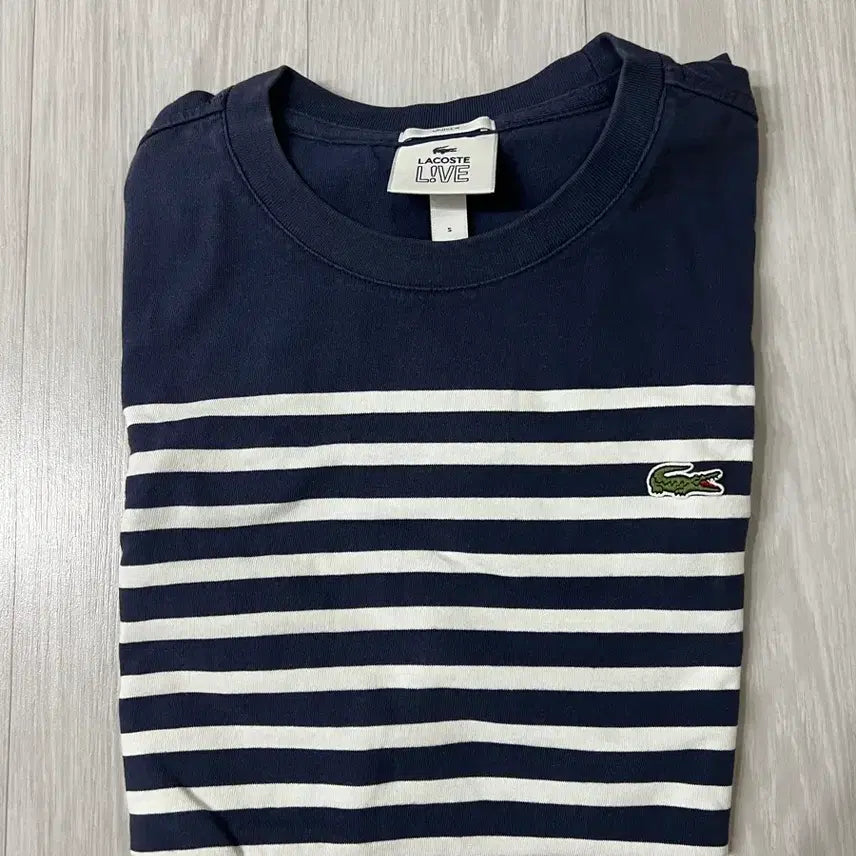 [BUNJANG] Lacoste Live Striped Short Sleeve T-Shirt Navy / [S] 라코스테 라이브 스트라이프 반팔 티셔츠 네이비