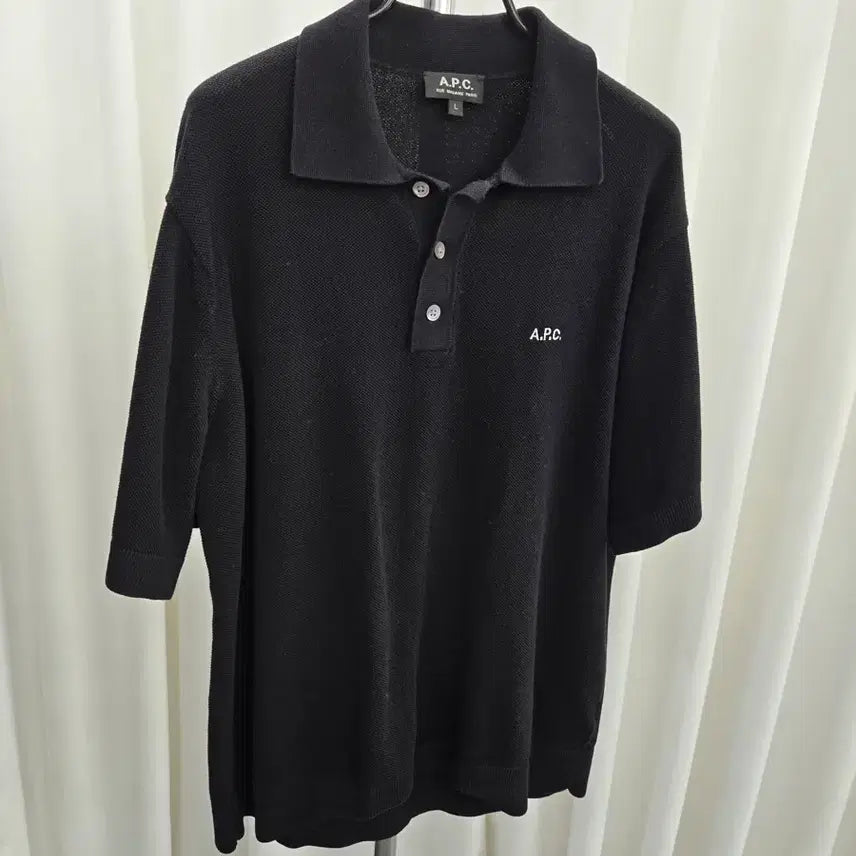 [BUNJANG] A.P.C. Black Pique Collar T-Shirt - Size L / [L] 아페쎄 A.P.C 피케 카라티 블랙