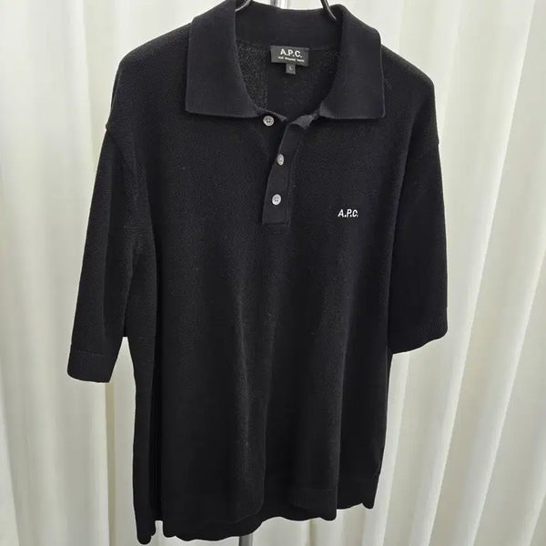 [BUNJANG] A.P.C. Black Pique Collar T-Shirt - Size L / [L] 아페쎄 A.P.C 피케 카라티 블랙