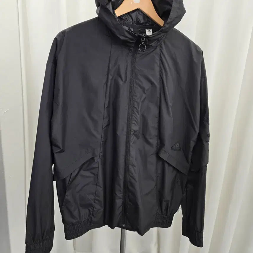 [BUNJANG] Adidas Hooded Windbreaker Black / [M] 아디다스 후드 바람막이 블랙