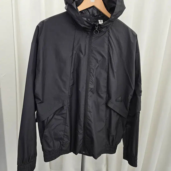 [BUNJANG] Adidas Hooded Windbreaker Black / [M] 아디다스 후드 바람막이 블랙