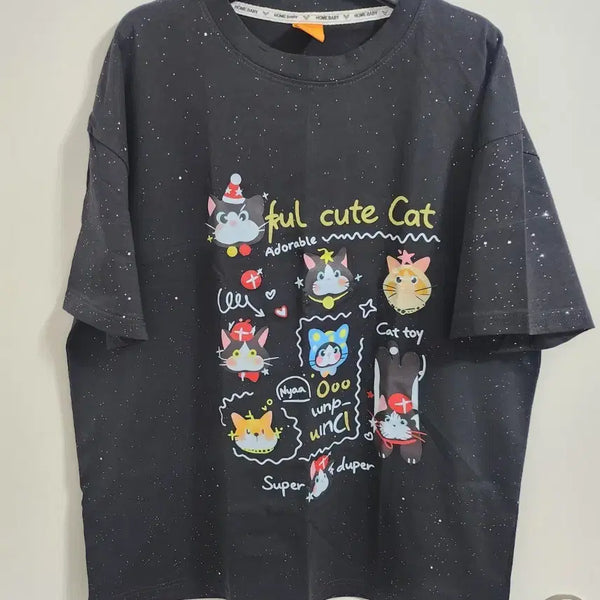 [BUNJANG] Character Glitter Oversized T-Shirt / 캐릭터 반짝이 오버반팔티셔츠<새상품>
