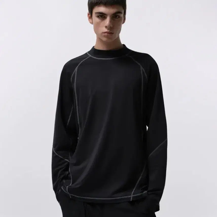 [BUNJANG] Musinsa Standard City Leisure Structured Mock Neck Long Sleeve T-Shirt Black XL / 무신사스탠다드 시티 레저 스트럭처드 모크 넥 긴팔 티셔츠 블랙 XL