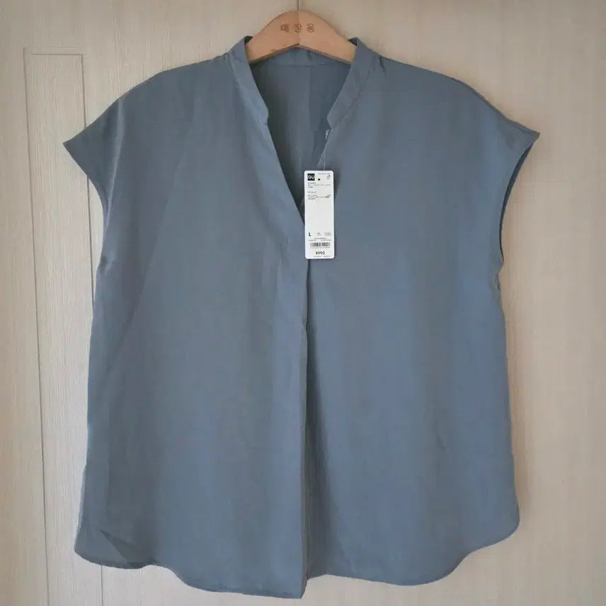 [BUNJANG] GU Women's Drape Basic Blouse - Blue (L Size) / GU 여성 드레이프 기본 블라우스 L사이즈 셔츠