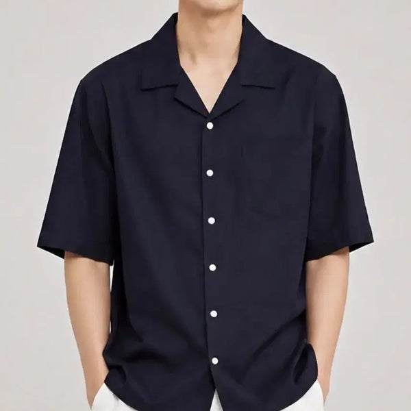 [BUNJANG] Men's Linen Short-Sleeve Summer Shirt Black / 새상품) 마 린넨 여름 반팔 셔츠 블랙 정장 마이 코디 95 100