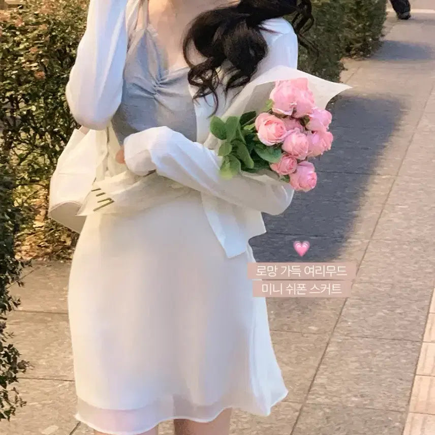 [BUNJANG] From Day One Yeori Chiffon Mini Skirt Cream Beige / [새상품] 프롬데이원 드아슈 여리 쉬폰 미니스커트, 크림베이지