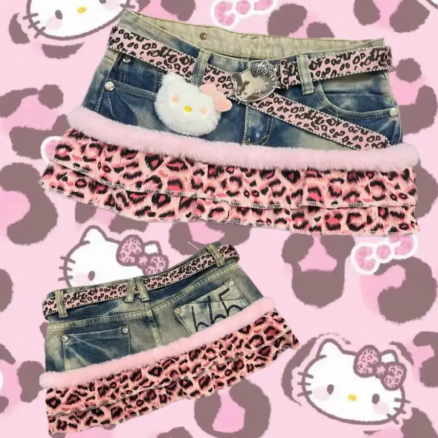 [BUNJANG] Oné Kitty Gal Leopard Print Skirt Collection / 초초초레어 오네키티갸루 일녀vv 슈퍼산리오갸루호피스커트
