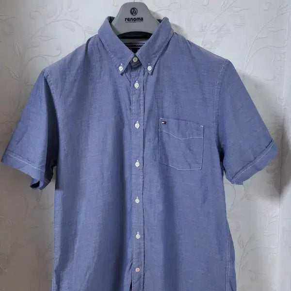 [BUNJANG] Tommy Hilfiger Chambray Short Sleeve Shirt Blue L/100 / (정품 22년식) 타미힐피거 샴브레이 반팔셔츠 100