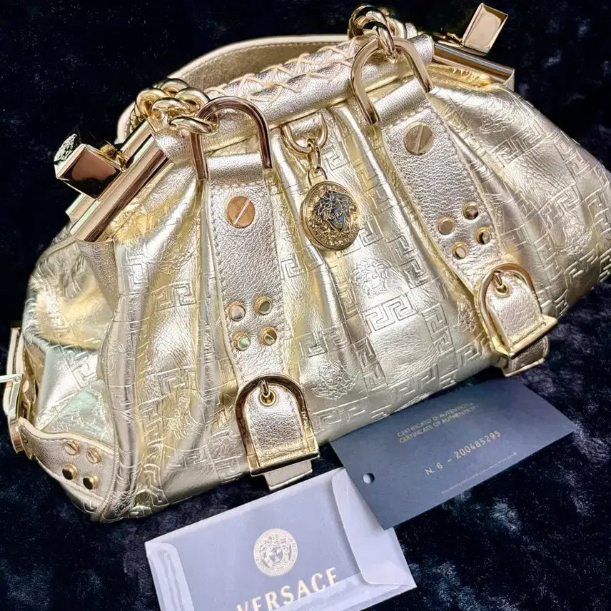 [BUNJANG] Versace Gold Leather Medusa Shoulder Bag / 베르사체 메두사 가방