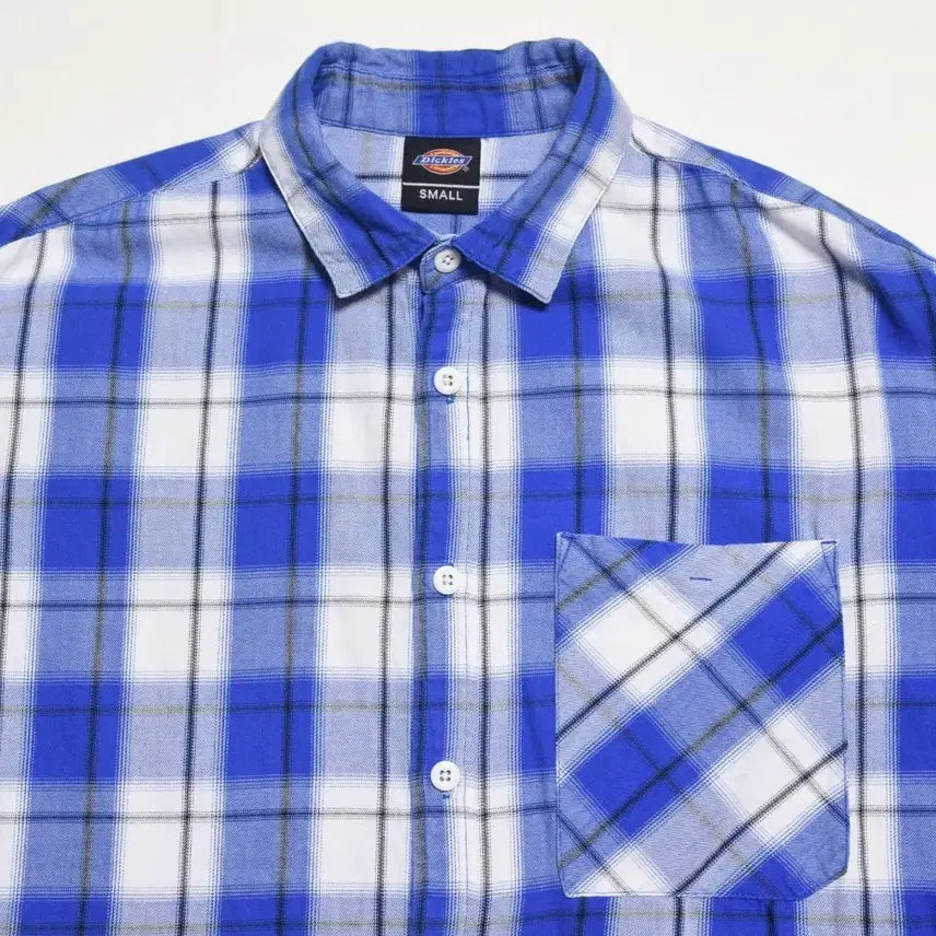 [BUNJANG] Dickies Graphic Flame Print Checkered Cotton Shirt / 디키즈 백 그래픽 체크 셔츠 95 (M)