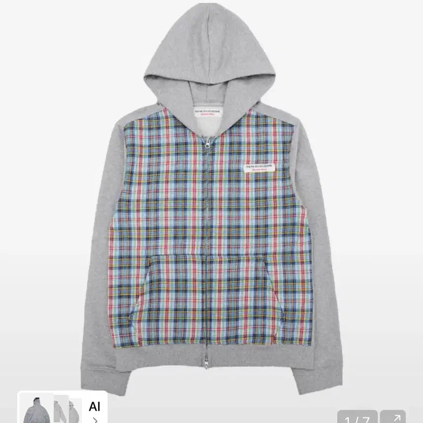 [BUNJANG] The Museum Visitor Checkered Hoodie Zip-up L Size / 더뮤지엄비지터 체크 후드집업 L size