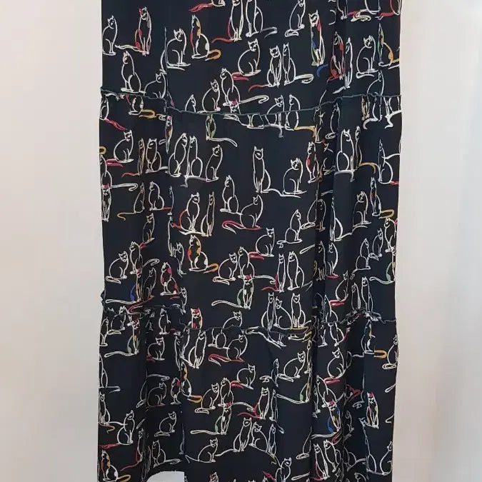 [BUNJANG] Benetton Check Pattern Cat Illustration Long Skirt / 베네통 체크 패턴 고양이 일러스트 스커트44