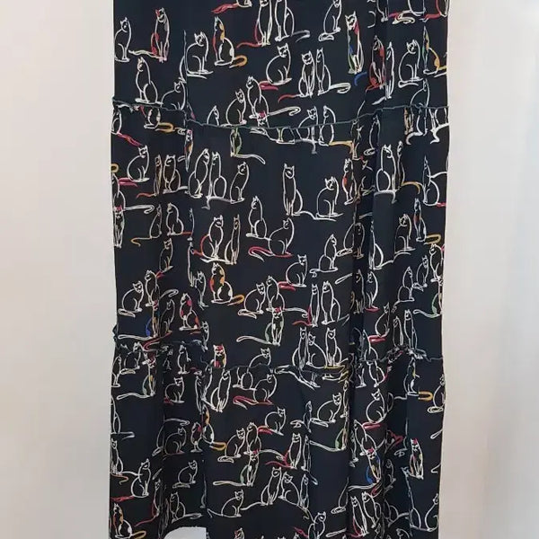 [BUNJANG] Benetton Check Pattern Cat Illustration Long Skirt / 베네통 체크 패턴 고양이 일러스트 스커트44